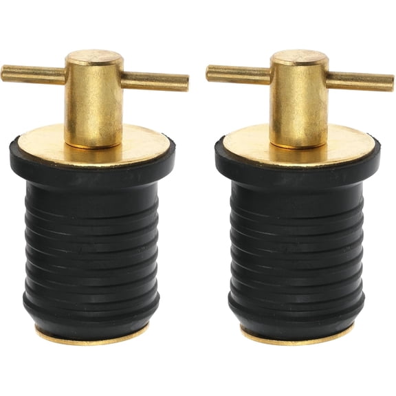 YRANZO 2 Pcs Boat Drain Plug With T Handle - Snap Rubber Plugs With Brass/Stainless Steel Handle - Marine Twist Accessories