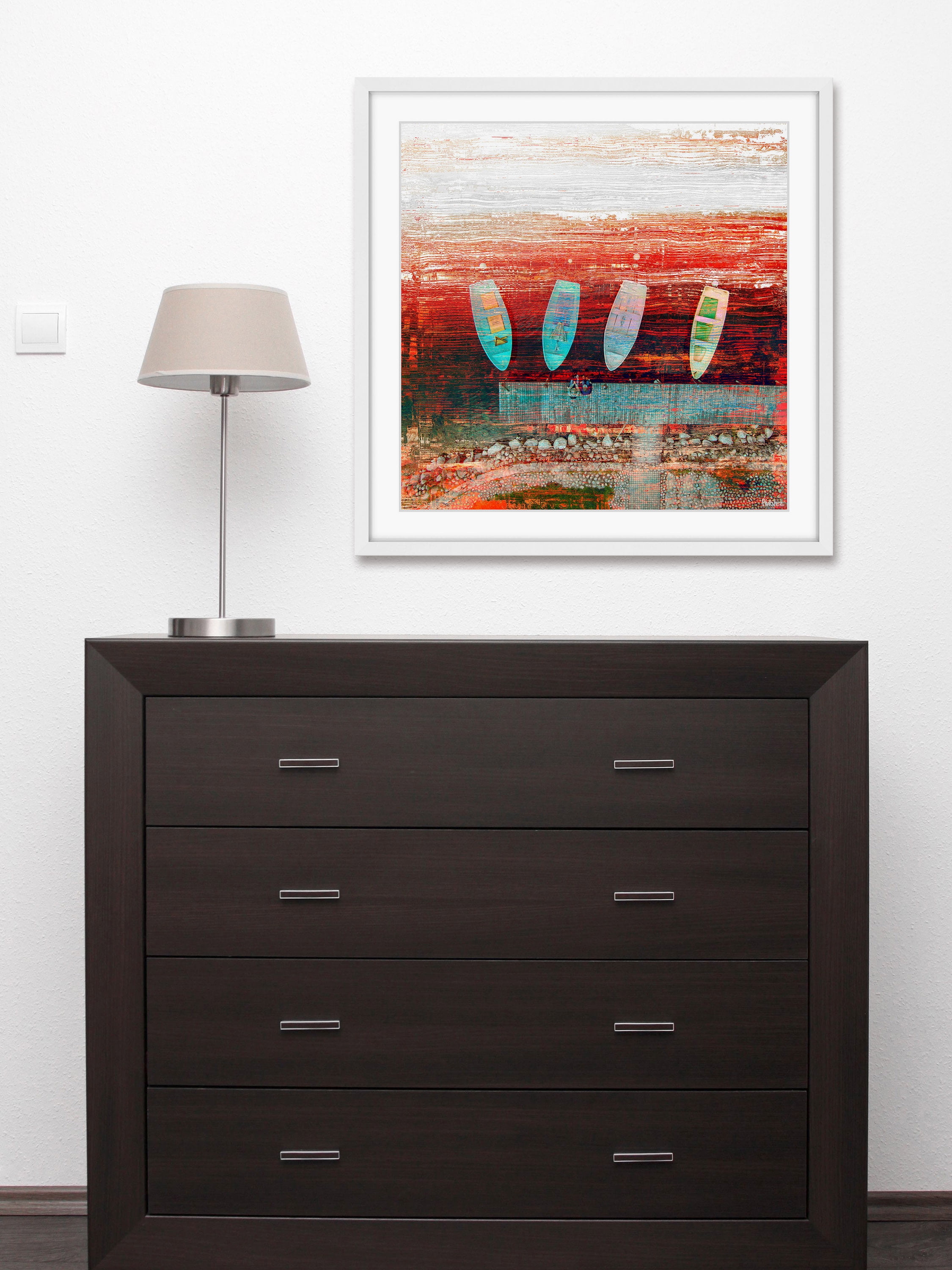 "Sitting on the Pier" Framed Painting Print