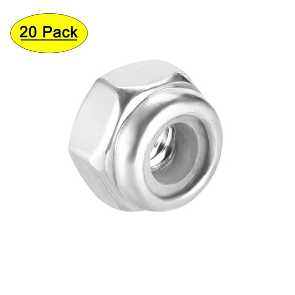 M2.5 x 0.45mm Nylon Insert Hex Lock Nuts, 304 Stainless Steel, 20 Pcs