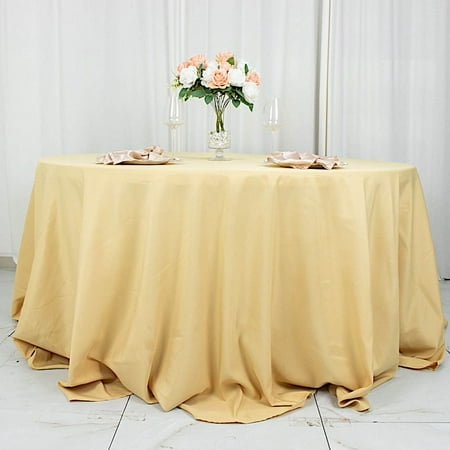 

BalsaCircle 132 Round Premium Polyester Tablecloth Wedding Table Linens Champagne