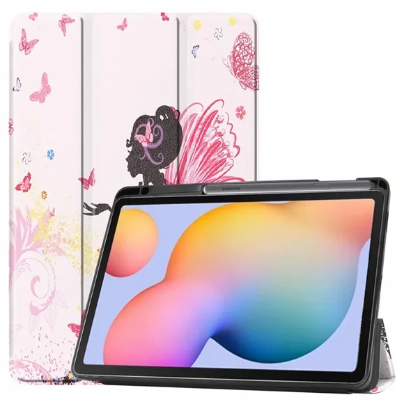 For Samsung Galaxy Tab S6 Lite 10.4 inch P610 P615 Case with Pencil Holder Tri-Fold Stand Case Tablet Shell For Tab S6 Lite 2022 Girl Tab S6 Lite 10.4inch