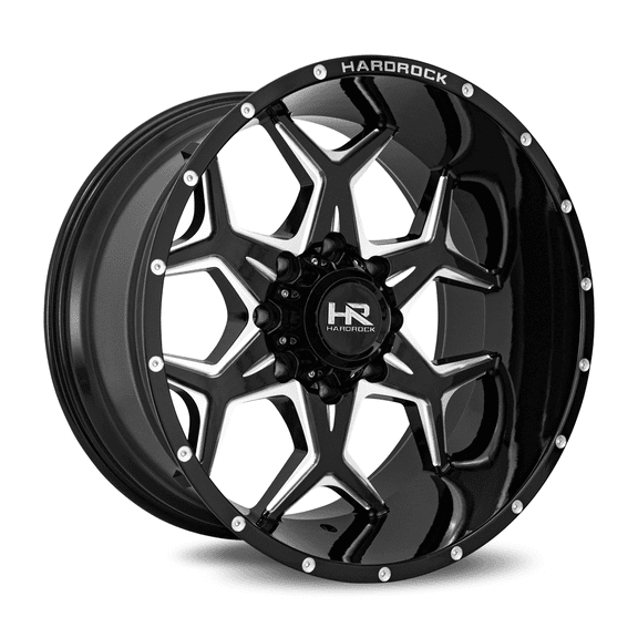 HARDROCK RECKLESS XPOSED 20X12 8X165.1 -44ET 108CB GLOSS BLACK MILLED WHEEL