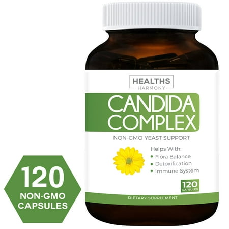 Healths Harmony Candida Cleanse (Non-GMO) 120 Capsules: Extra Strength - Powerful Yeast & Intestinal Flora Support with Caprylic Acid, Oregano Oil and Probiotics -