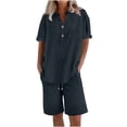 thumbnail image 4 of Up to 70% Off! Xuniizn Linen Short Sets for Women Lightweight V Neck 2 Piece Short Sets with Buttons Summer Casual Breathable Shorts Sets Outfits(S-5XL), 4 of 4