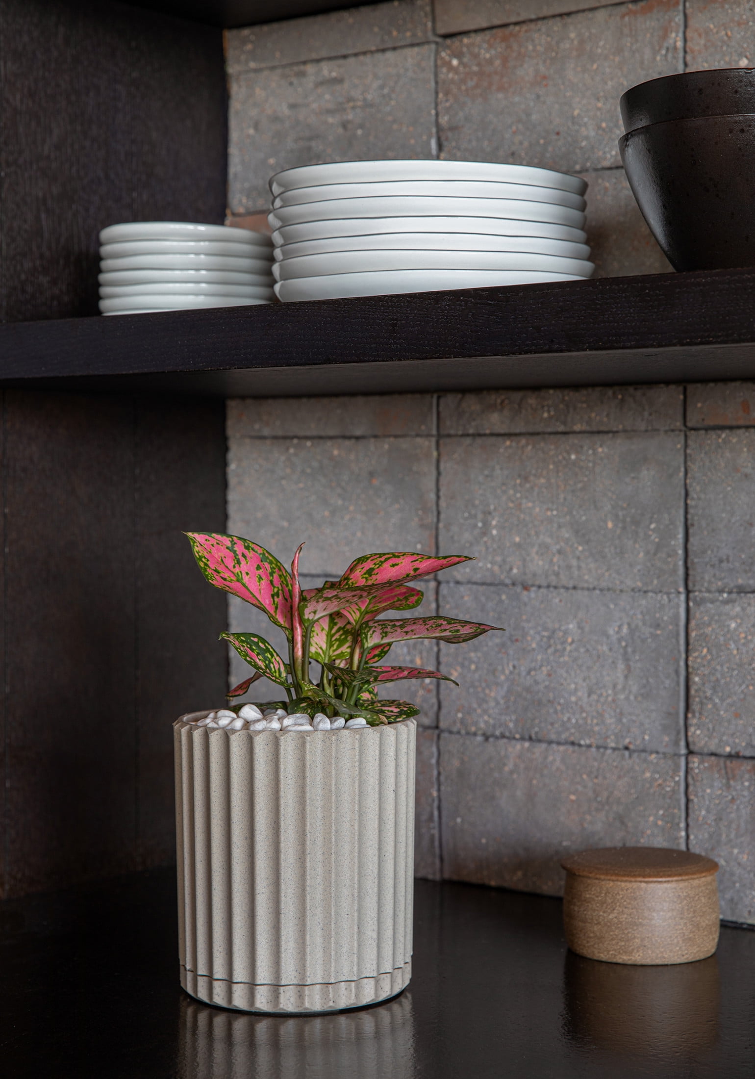 Veradek Mason Series Demi 6" Plastic-Stone Planter 2-Pack Sand