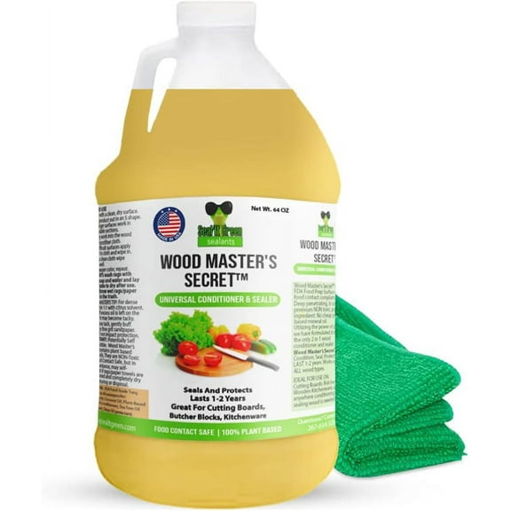 Wood Master's Secret Non-Toxic, Food Safe Cutting Board Oil, Conditioner & Sealer. Exceeds FDA Food Contact Surface Regulations. Also Works On Butcher Blocks, Wood Counters & More (64 Oz)