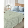 thumbnail image 5 of Twin Flat Sheet Only Minimalist Sage Green Grid Soft Microfiber Cooling Bedding Sheets Turquoise Linen Textured Flat Bed Sheet for Hotel,Home Decor, 5 of 9