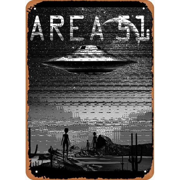 Retro Area 51 Science Fiction Decorative Metal Tin Sign 8 x 12 Inch Vintage Wall Art