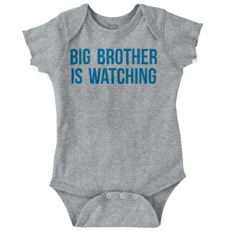 

Brother Newborn Romper Bodysuit For Babies Big Is Watching Funny Older Son Shower Birthday