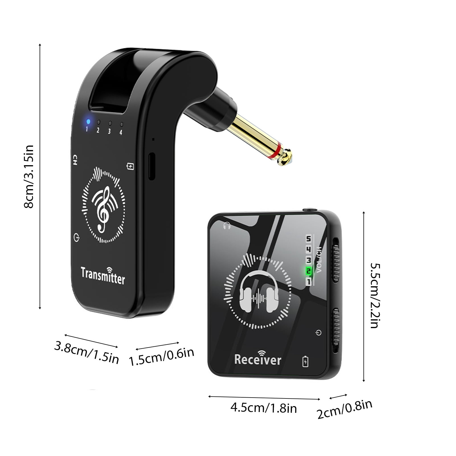 2.4G Wireless In-Ear Monitor System 282° Rotate Transmitter Portable Collar Clip Receiver Rechargeable Automatic Pairing Low Latency 131ft Effective Distance