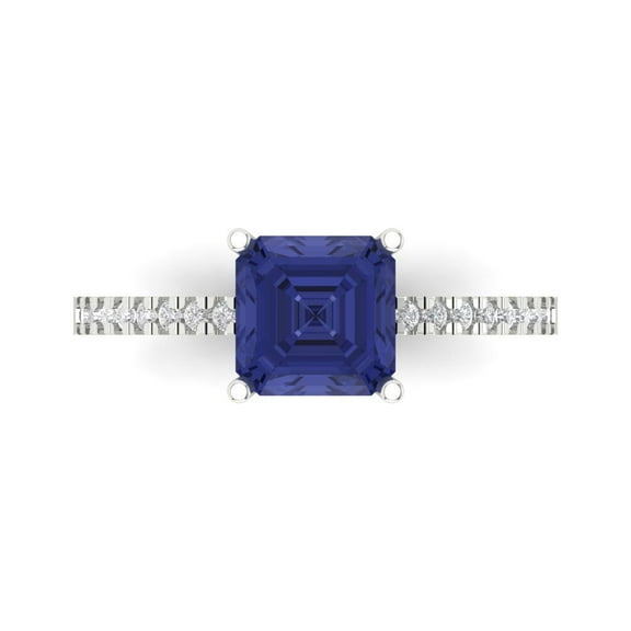 Clara Pucci 14K White Gold 2.7ct Tanzanite Solitaire with Accents Ring