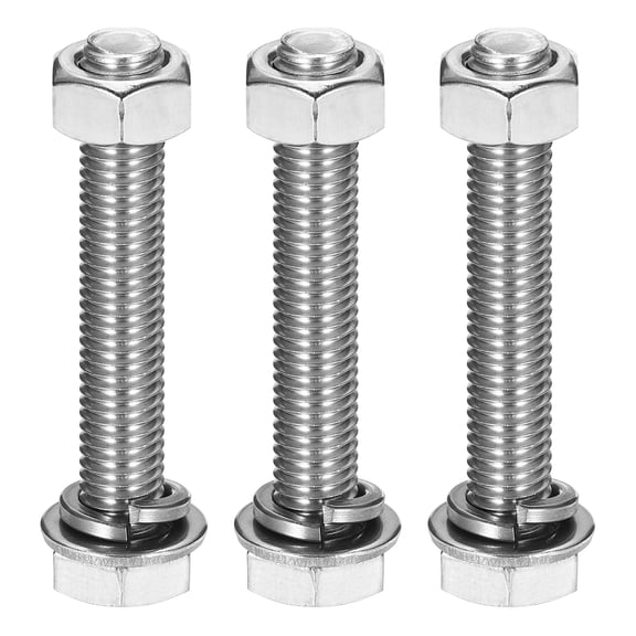 M10 x 65mm 304 Stainless Steel Hex Head Screws Bolts, Nuts, Flat & Lock Washers Assortment Kit, 3 Sets