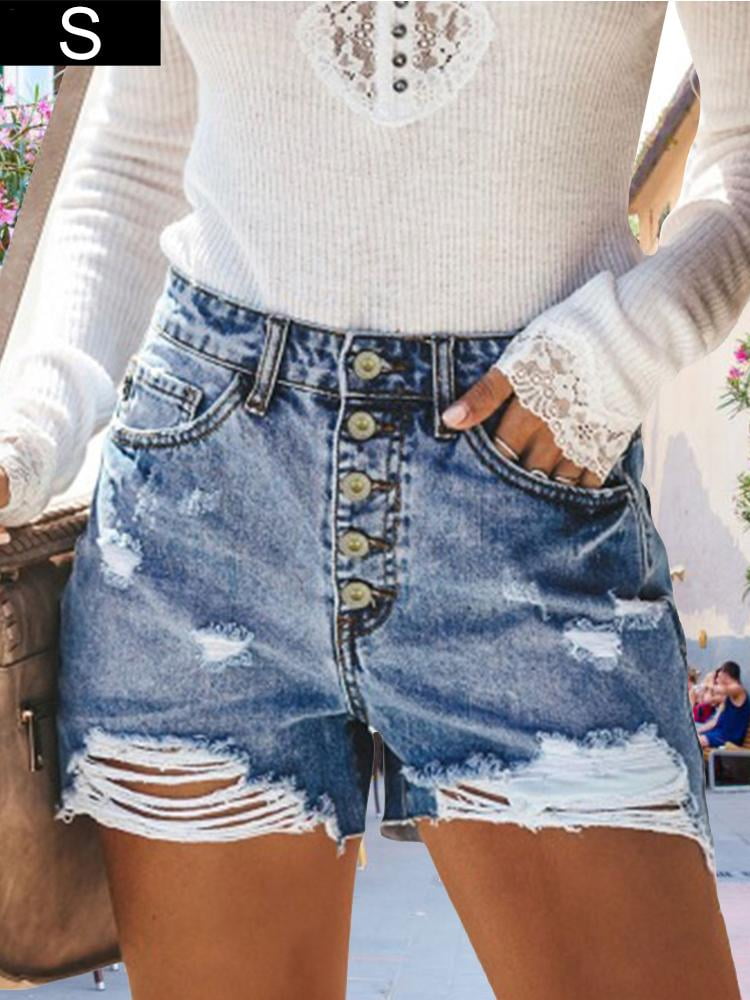 super ripped denim shorts