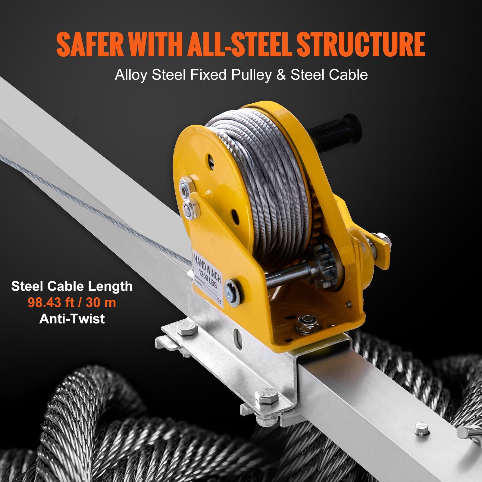 VEVOR Confined Space Tripod Kit, Confined Space Tripod 7' Legs Bracket and 98' Cable, Confined Space Rescue Tripod 32.8' Fall Protection, 1200 lbs Winch, Storage Bag