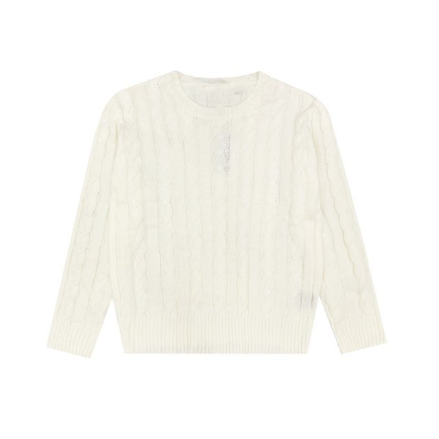 Suéter de cuello redondo con bordado de poni Ruff, tejido de punto para el cabello, chaqueta tipo suéter con base holgada