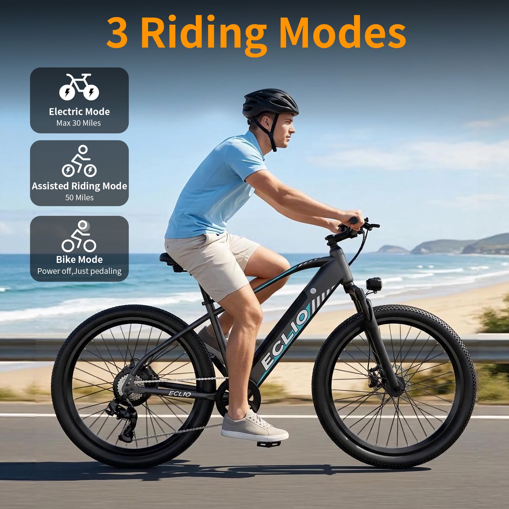 26 inch Adult Electric Bike, 750W Peak Commuter Ebike, Electric Mountain Bike 50 Mile Range, 20 mph, 7-Speed,UL2849 - White