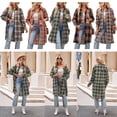 thumbnail image 2 of Womens Long Plaids Shacket Jacket Casual Fashion Lapel Button Down Long Sleeve Long Plaids Coat Jackets with Pockets, 2 of 9