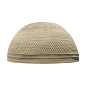 TheKufi® Prayer Cap Muslim Hat Light Brown Cotton Stretch Knit Kufi Topi (L)