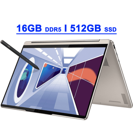 Lenovo Yoga 9i 14 Premium 2-in-1 Laptop 14" 2.8K OLED Touch (Glossy, 100% DCI-P3, 90Hz, Eyesafe, HDR 500) Intel 12-Core i7-1360P 16GB DDR5 512GB SSD Backlit Fingerprint Thunderbolt4 Pen Win11 Oatmeal