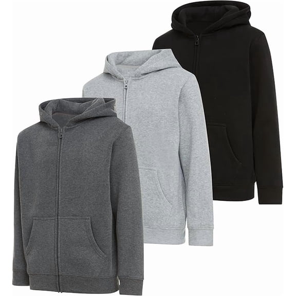 PURE CHAMP Boys 3 pack zip up hoodie Fleece long sleeve essentials hoodie for boys Athletic Kids Clothes Size 4-20 (Set1 Size 4/5)