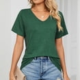 thumbnail image 2 of B91xZ T-Shirts d'Été pour Femmes Manches Courtes Décontracté Uni Imprimé Henley, Vert L, 2 of 4