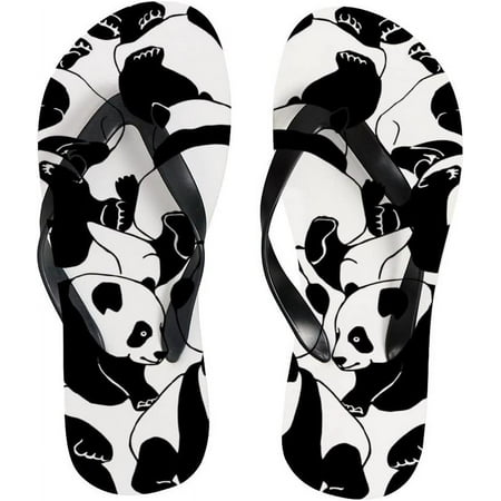 

Hyjoy Flip Flops Slippers Black White Pandas Cute Animals for Women Girl Men Sandals Beach Summer Shower Slippers
