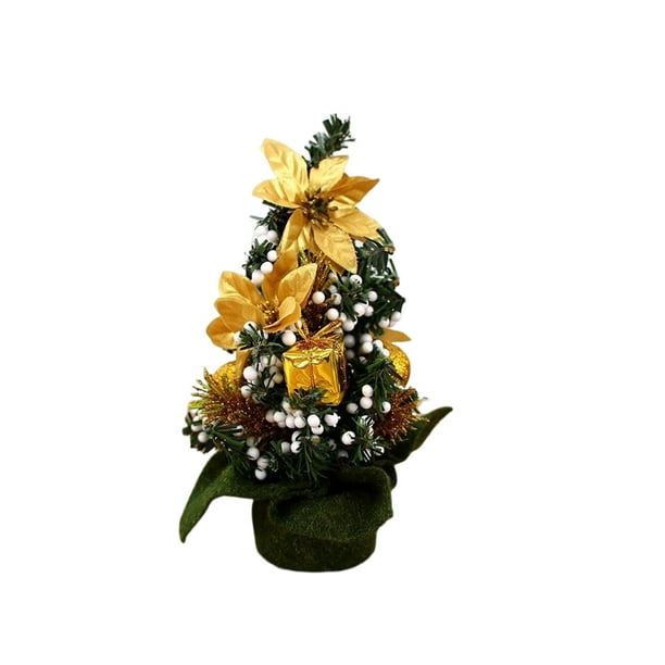 Billuyoard Dormitorio PVC Navidad temática Artificial Mini árbol Hotel portátil de Navidad estante mesita de noche decoración regalo de cumpleaños Kits de decoración para fiestas A-S04