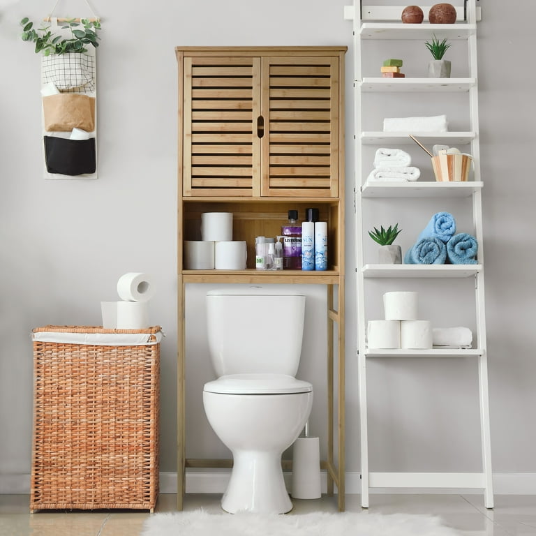 VEIKOUS Bamboo Over-The-Toilet Storage Cabinet Bathroom Organizer