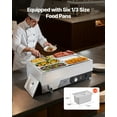 thumbnail image 3 of VEVOR Commercial Food Warmer, 1500W Electric Stainless Steel Steam Food Warming with Lid, Fast Heating Countertop Buffet Bain Marie with Six 1/3 Size Food Pans, for Catering, Restaurant and Party, 3 of 9