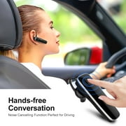 New Bee Bluetooth 5.0 Wireless Headset-12H Talk Time/30D Standby-Ear Hook Design Earpiece for Driving/Office-Compatible with iOS/Android (Black)