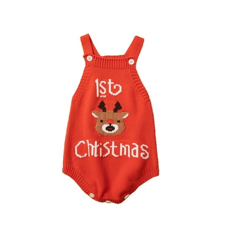 

TAIAOJING Toddler Baby Girls Dress Kids Sleeveless Cartoon Christmas Prints Sweater Romper Fall Clothes 9-12 Months