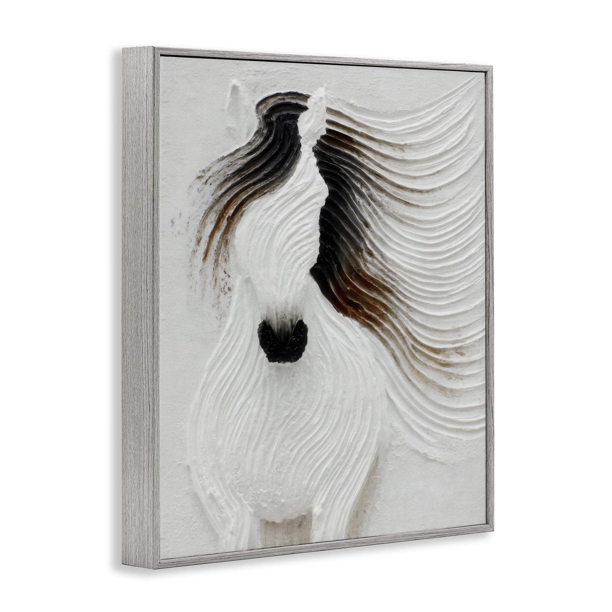 Stupell Industries Grooved Horse in Flowing Motion Gray Framed Giclee Art, design by Ink Drop Loft