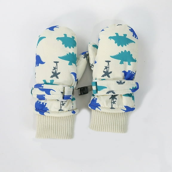 NAISIBABY Boys Girls Winter Gloves, New Prints Mittens Thickened Fleece Kids Snow Ski Outdoor Sports Gloves Beige 2-4T