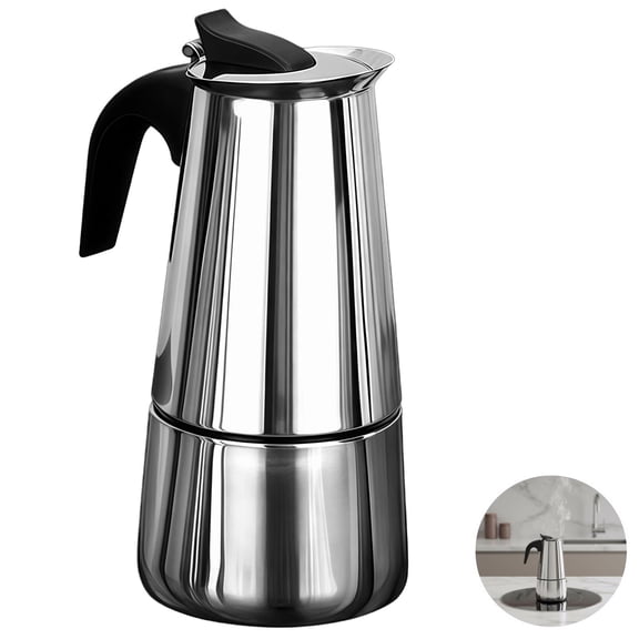 Moka Pot 600 Ml Stainless Steel, Stovetop Espresso Maker For Induction Stove, Espresso Coffee Brewer 20.3 Fl Oz