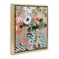thumbnail image 3 of Stupell Industries Rosy Florals with Stripes Gold Framed Floater Canvas Wall Art design by Annie Quigley, 18 x 18, 3 of 9