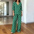 thumbnail image 3 of HAiming Plus Size 2 Piece Sets for Women Polka Dot Long Sleeve Tops Wide Leg Pants with Pockets Loose Lounge Sets, 3 of 6