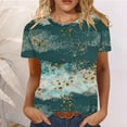 thumbnail image 2 of Summer Savings Clearance 2024! TAGOLD Womens Summer Short Sleeve Tops,Fashion Women's Summer Round-Neck Short Sleeve Print Casual T-shirt Blouse, 2 of 5