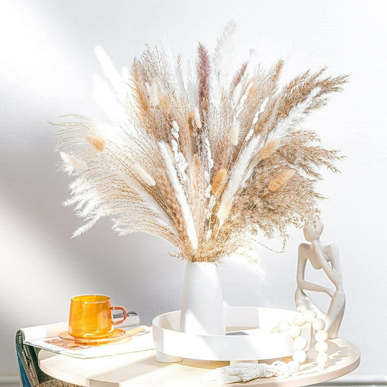  Natural Pampas Grass Mix Bouquet  Dried Pampas Bouquet for  Wedding Boho Flowers Home Table Decor Desk Decor, Rustic Farmhouse (126 PCs  Bouquet + Paper Bag Vase) : Home & Kitchen