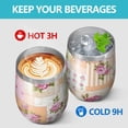 thumbnail image 4 of 12oz Stemless Wine Tumblers Pioneer Flower Floral Print Pattern Vacuum Insulated Stainless Steel Travel Tumbler Cups Mug with Lid and Straw for Champaign,Cocktail,Beer with Cleaning Brush, 4 of 5