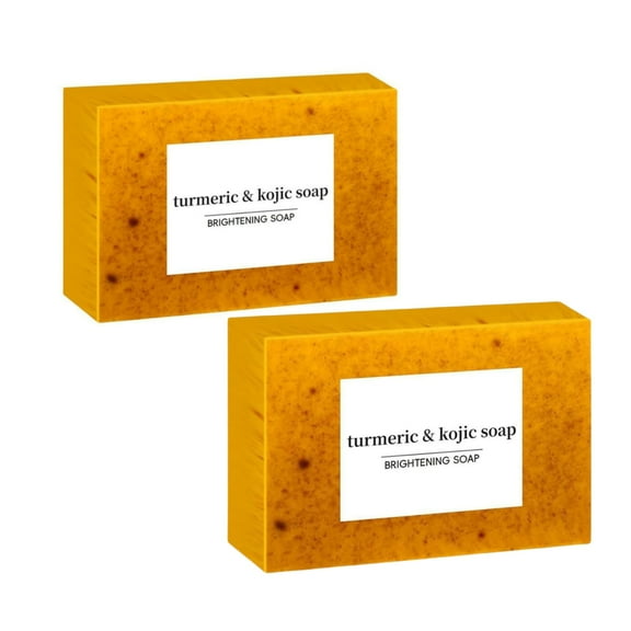 2pcs Lemon Turmeric Kojic Acid Soap, Turmeric Soap Bar for Face and Body, Kojic Acid Soap for Hyperpigmentation Skin Brightening Soap, Hand Soap Bar Face Body Bar Deep Cleansing Face Wash Clearance