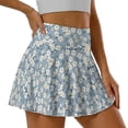 thumbnail image 3 of Xoenoiee Blue Floral Print Womens Pleated Tennis Skirts Soft Breathable Built-in Shorts Inner Pockets High Waisted Athletic Golf Skorts for Women, 2XL, 3 of 6