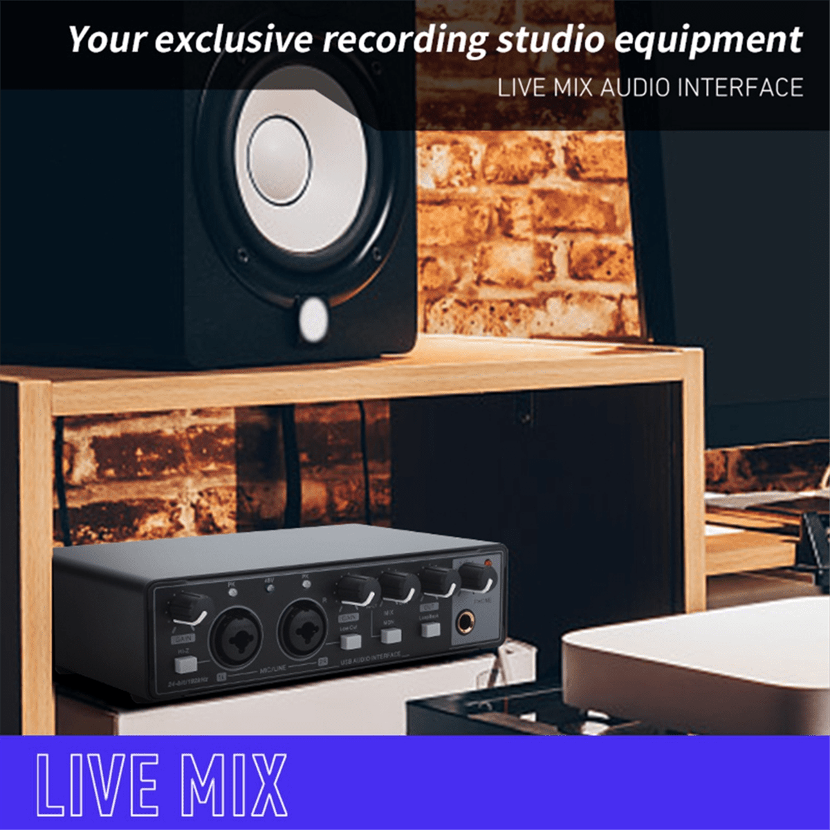 Professional Audio Interface Sound Card Phantom Power Electric Guitar Sound Mixer Mixing Console Studio Live Recording