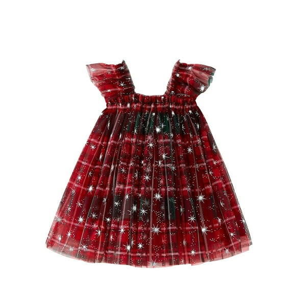 Gpaecead Toddler Baby Girl Dress Christmas Sleeveless Tutu Dress Layered Tulle Princess Dresses Spring Summer Clothes Red