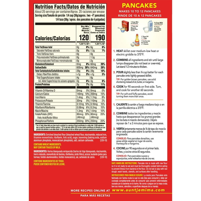 Aunt Jemima Pancake Mix Directions On Box