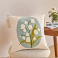 thumbnail image 2 of REGALWOVEN Floral Embroidery Pattern Pillow Cover Set of 2 Soft Cotton Canvas Pillow Cases for Outdoor Indoor Blue White 18" x 18", 2 of 6
