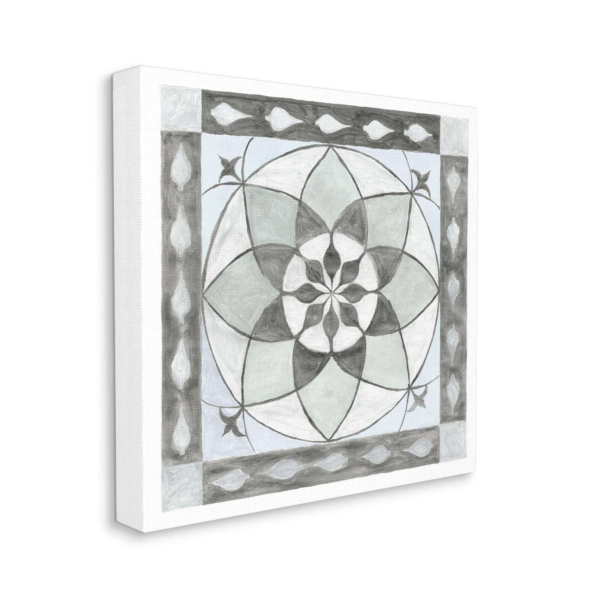 Stupell Industries Boho Symmetrical Geometric Shapes Abstract Painting Gallery Wrapped Canvas Print Wall Art