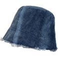 thumbnail image 4 of CoCopeaunts Denim Bucket Hats Irregular Foldable Men Fisherman Hat Unisex Fashion Frayed Brim Summer Travel Bucket Cap for Women, 4 of 8