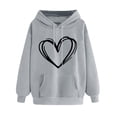 thumbnail image 2 of PNTUTB Fashion Women's Valentine's Day Graphic Long Sleeve Casual Loose Pullover Hooded Drawstring Sweatshirts with Pocket, 2 of 6