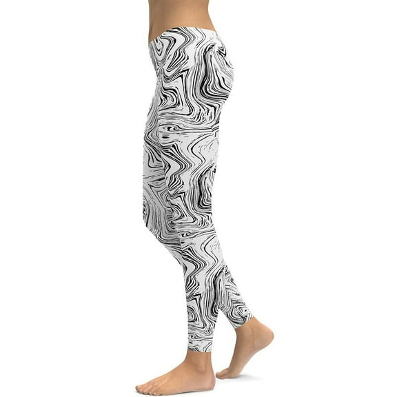 Black & White Marble Leggings Size: XS for Women | FIERCEPULSE