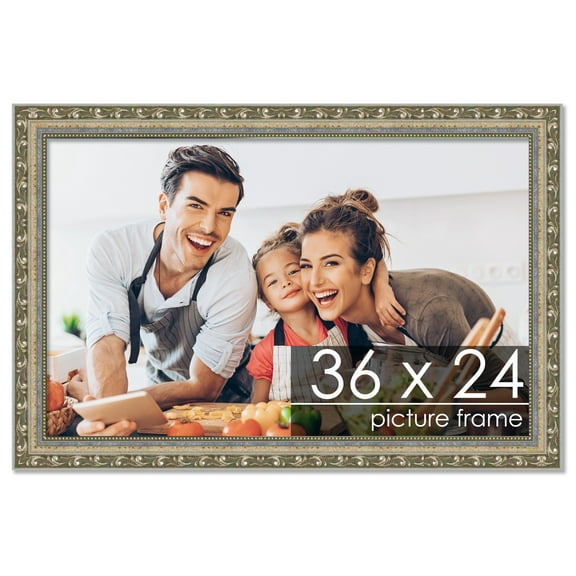 36x24 Silver Wood Picture Frame - UV Acrylic, Foam Board Backing, Hanging Hardware